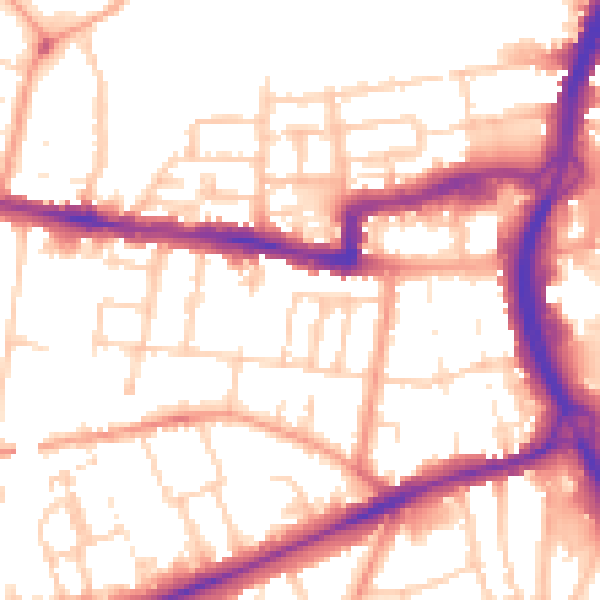 Daytime road noise heatmap for RG1 7YB