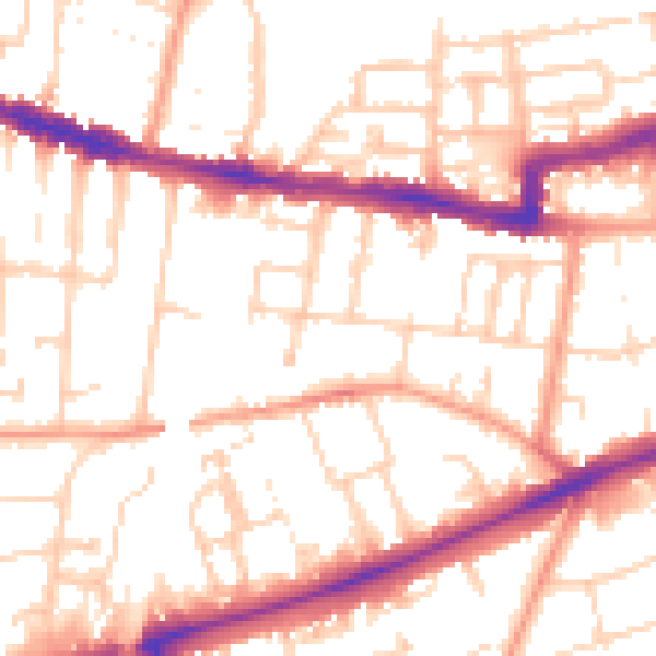 Daytime road noise heatmap for RG1 7YL