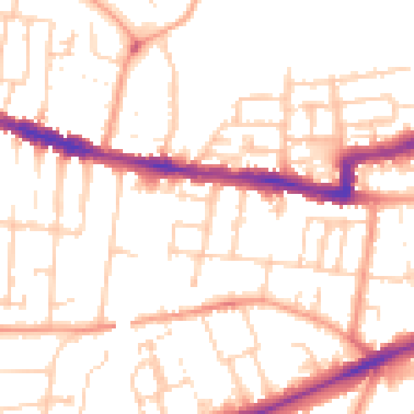 Daytime road noise heatmap for RG1 7YP