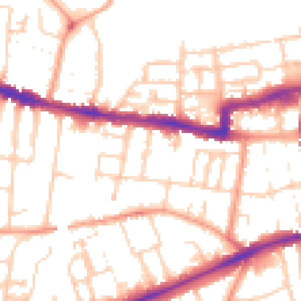 Daytime road noise heatmap for RG1 7YW