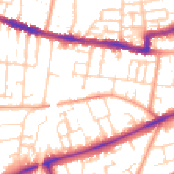Daytime road noise heatmap for RG1 7YX