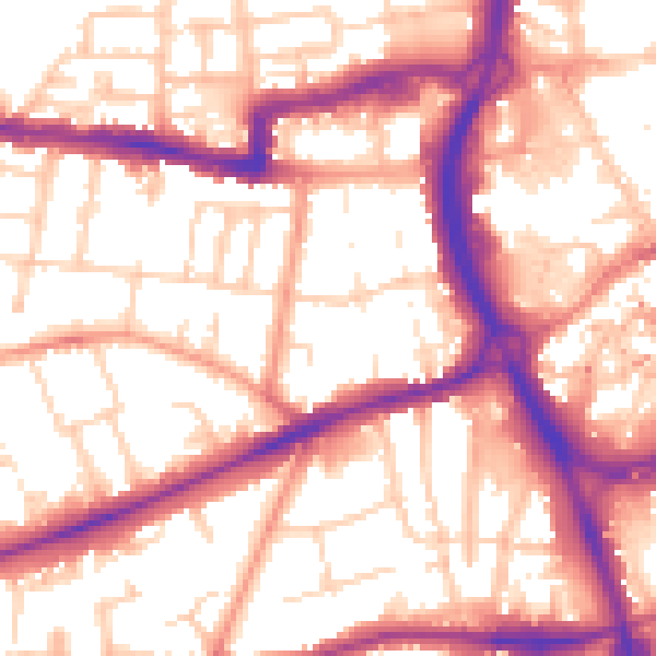 Daytime road noise heatmap for RG1 7ZL