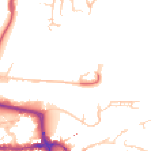Daytime road noise heatmap for RG1 8AB