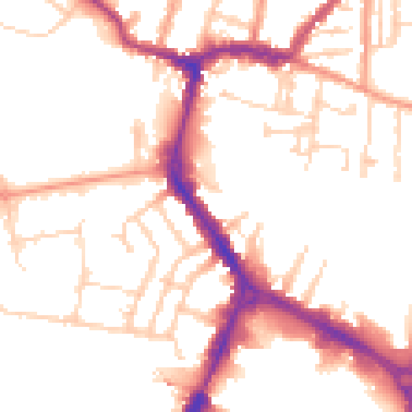 Daytime road noise heatmap for RG1 8AZ