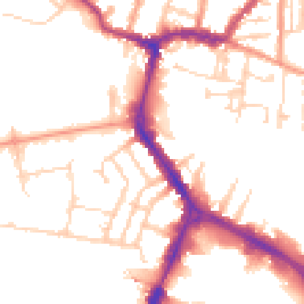 Daytime road noise heatmap for RG1 8BB