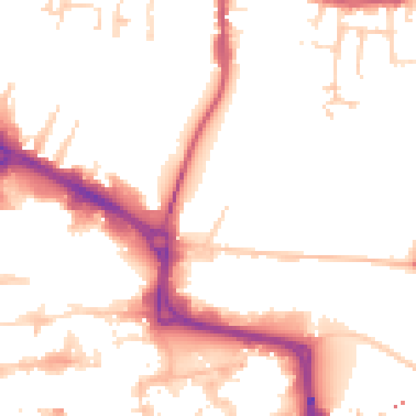 Daytime road noise heatmap for RG1 8BQ