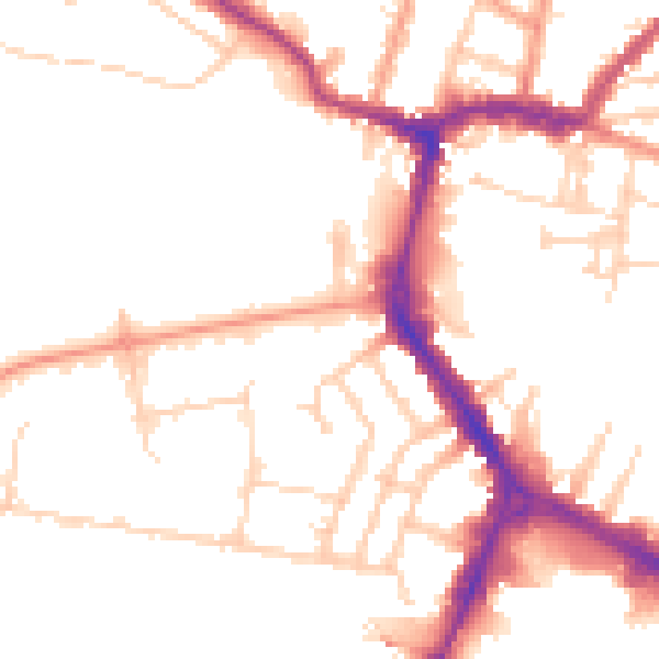 Daytime road noise heatmap for RG1 8BY