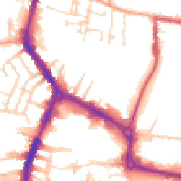 Daytime road noise heatmap for RG1 8DD