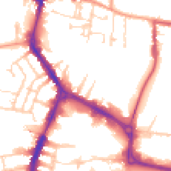 Daytime road noise heatmap for RG1 8DL