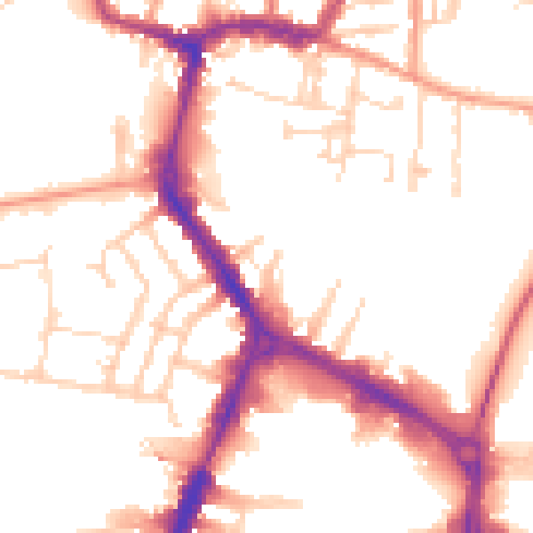 Daytime road noise heatmap for RG1 8DP