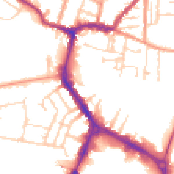 Daytime road noise heatmap for RG1 8DS
