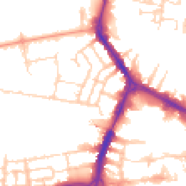 Daytime road noise heatmap for RG1 8DX