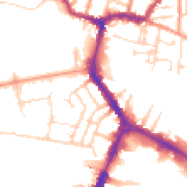 Daytime road noise heatmap for RG1 8EA