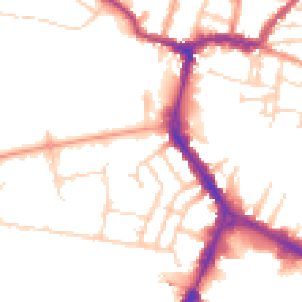 Daytime road noise heatmap for RG1 8EB
