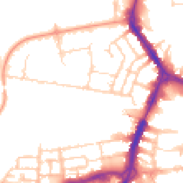 Daytime road noise heatmap for RG1 8EF