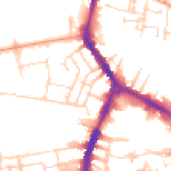 Daytime road noise heatmap for RG1 8EJ