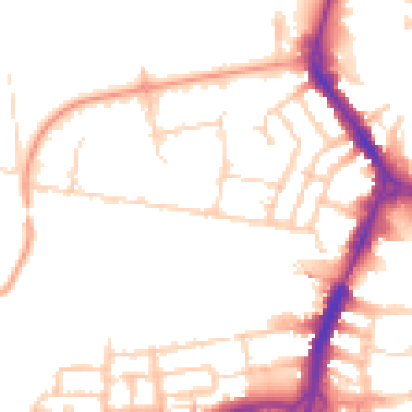 Daytime road noise heatmap for RG1 8EP