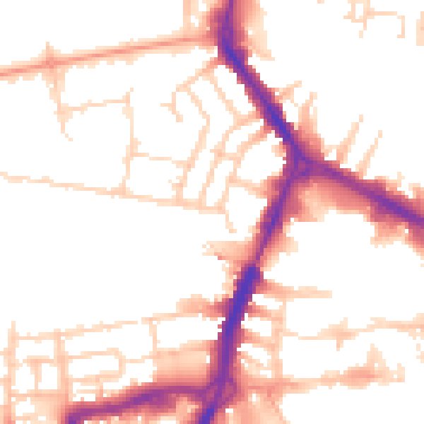 Daytime road noise heatmap for RG1 8ER