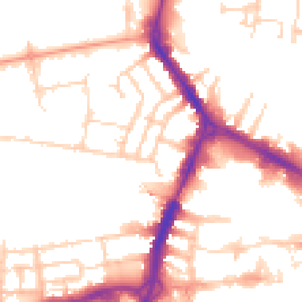 Daytime road noise heatmap for RG1 8EY