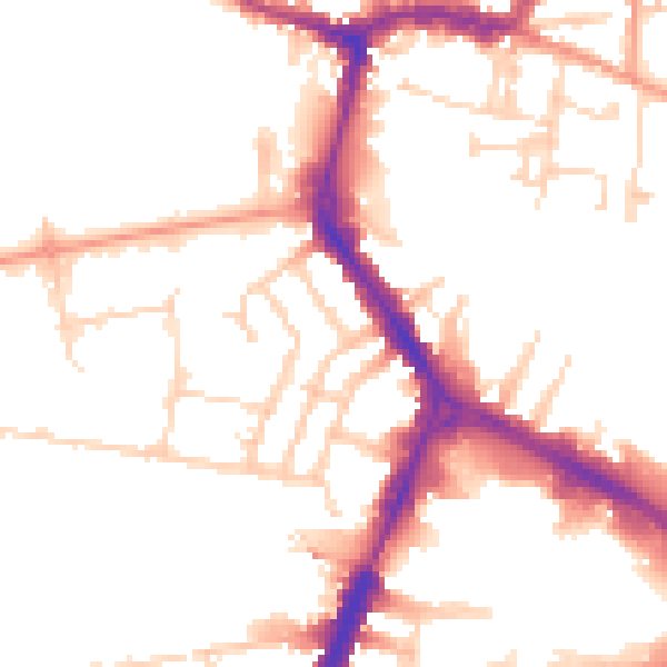 Daytime road noise heatmap for RG1 8FG