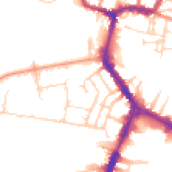 Daytime road noise heatmap for RG1 8QE