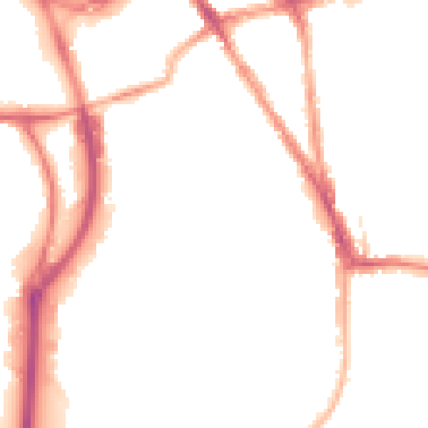 Night-time road noise heatmap for RG2 0AE