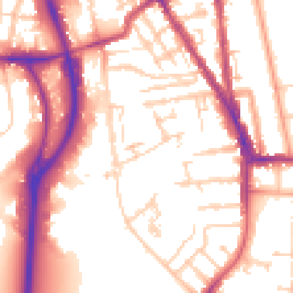 Daytime road noise heatmap for RG2 0AG