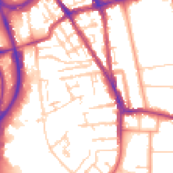 Daytime road noise heatmap for RG2 0AN