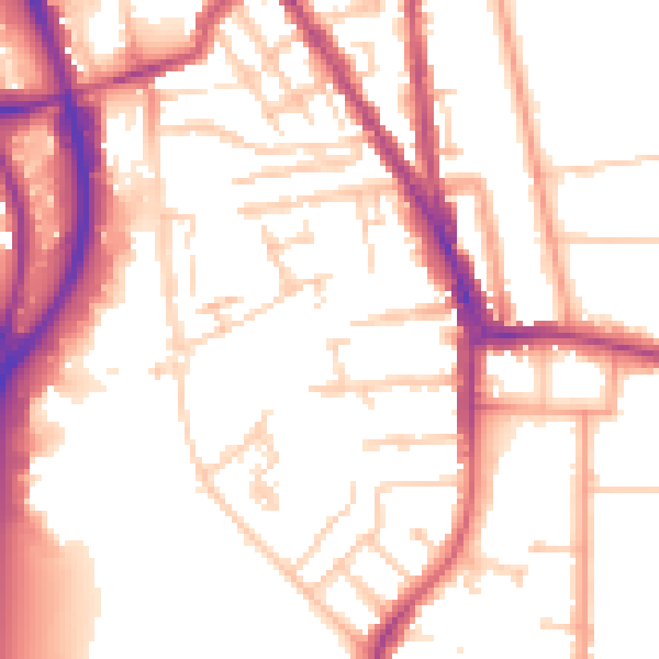 Daytime road noise heatmap for RG2 0AQ