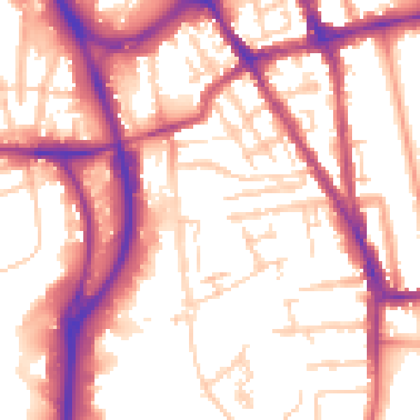 Daytime road noise heatmap for RG2 0AT