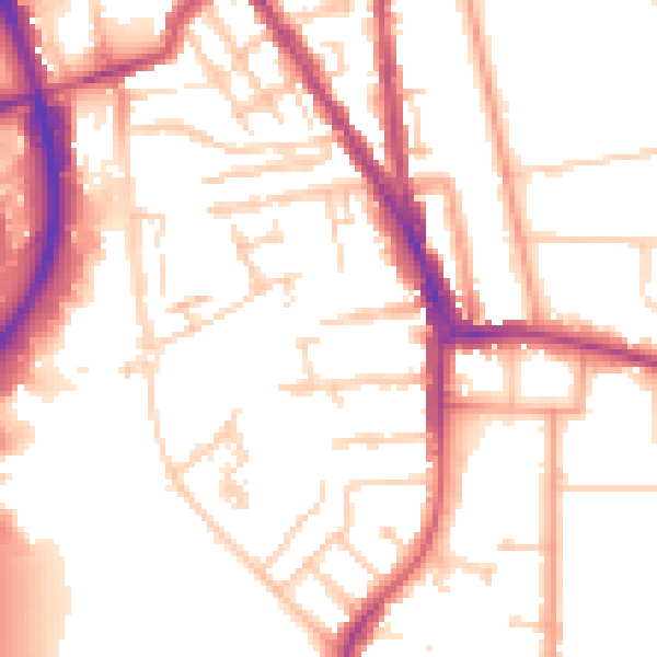 Daytime road noise heatmap for RG2 0AW