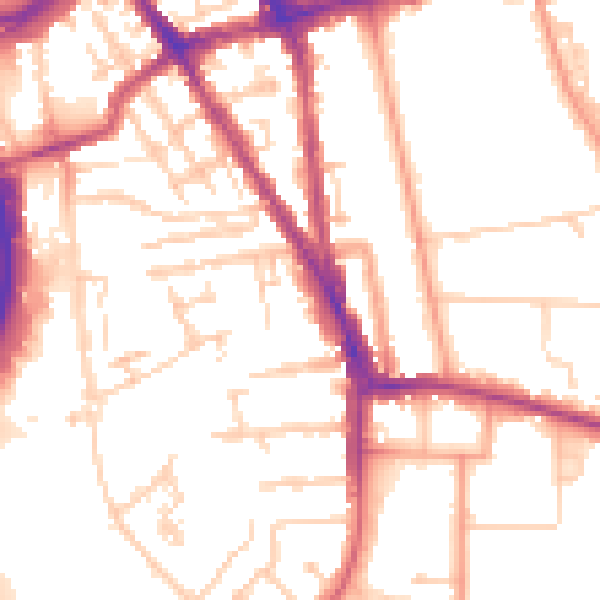 Daytime road noise heatmap for RG2 0BA