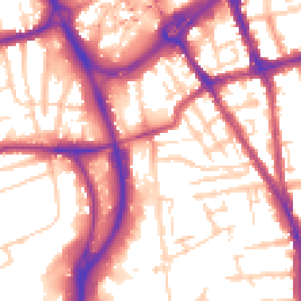 Daytime road noise heatmap for RG2 0BJ