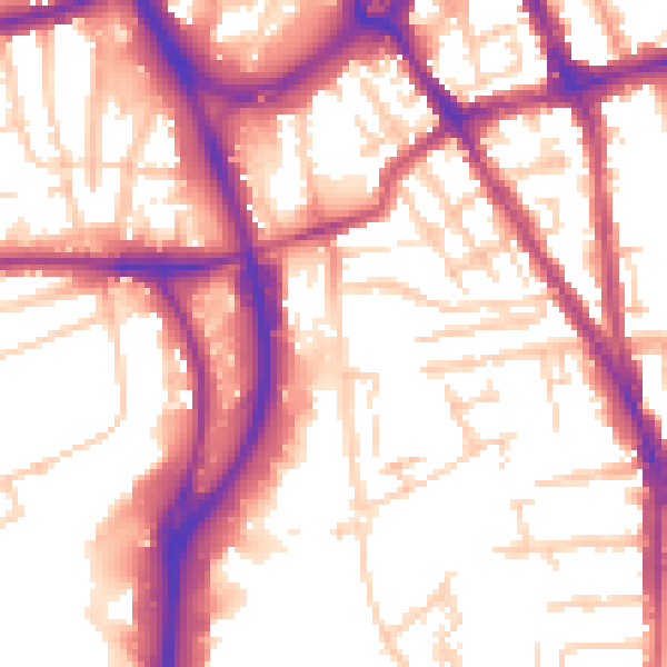 Daytime road noise heatmap for RG2 0BL