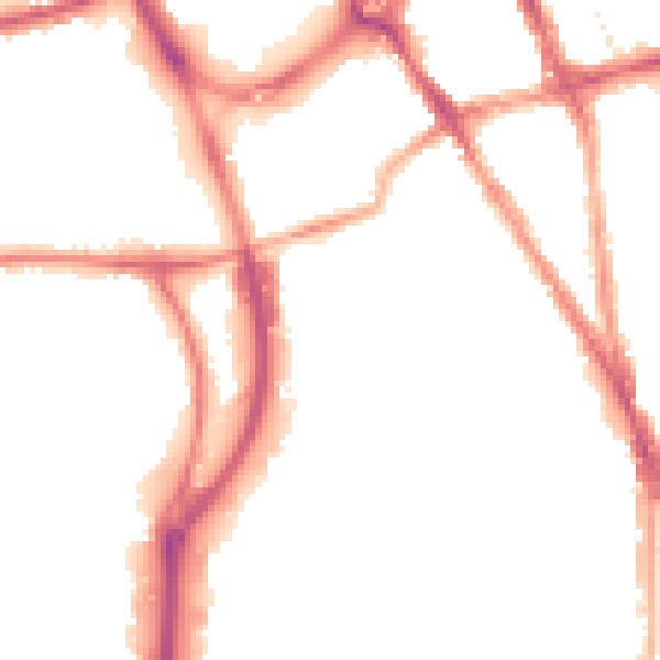Night-time road noise heatmap for RG2 0BL
