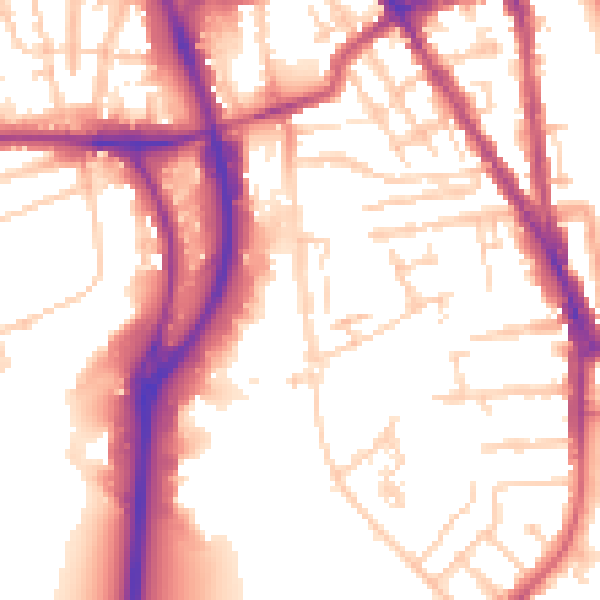 Daytime road noise heatmap for RG2 0BN