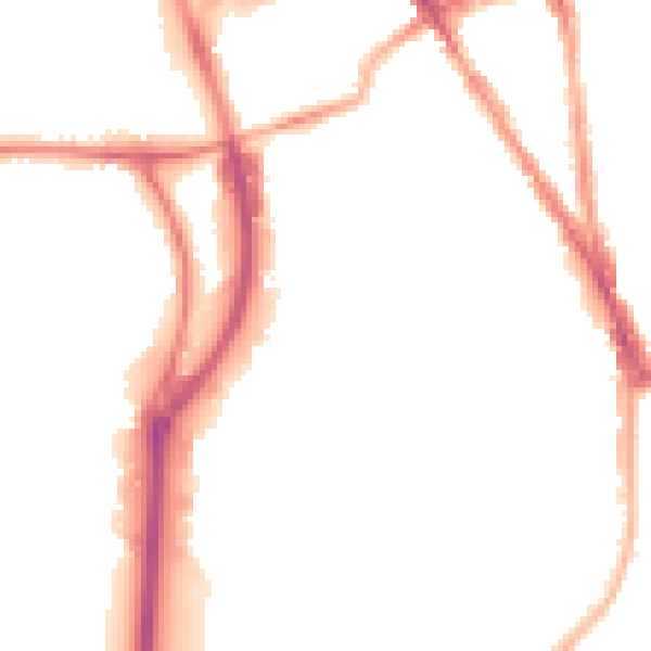 Night-time road noise heatmap for RG2 0BN