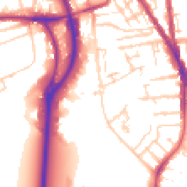 Daytime road noise heatmap for RG2 0BX