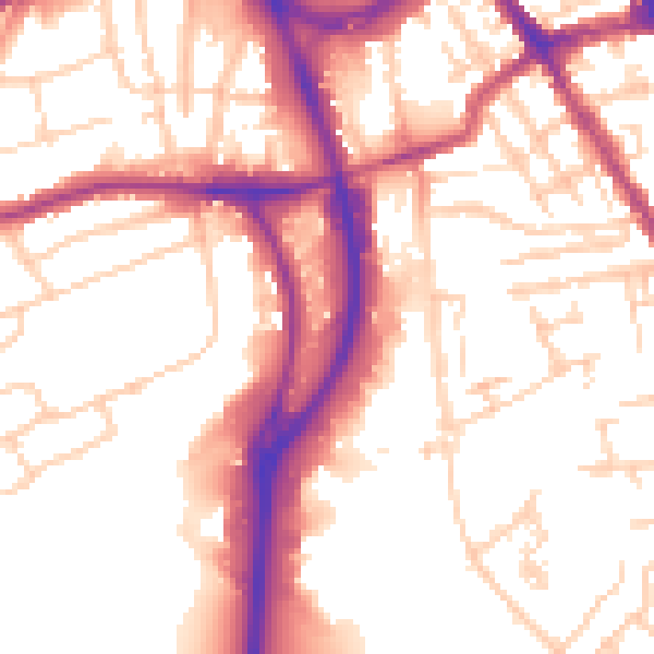 Daytime road noise heatmap for RG2 0BY