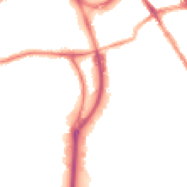 Night-time road noise heatmap for RG2 0BY