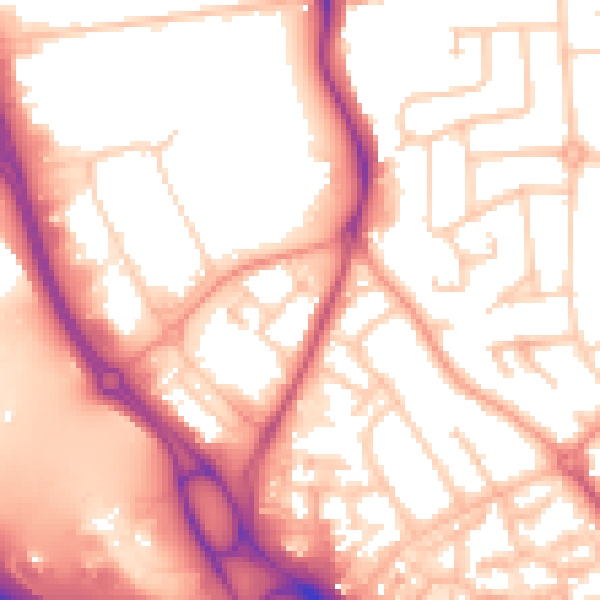 Daytime road noise heatmap for RG2 0DB