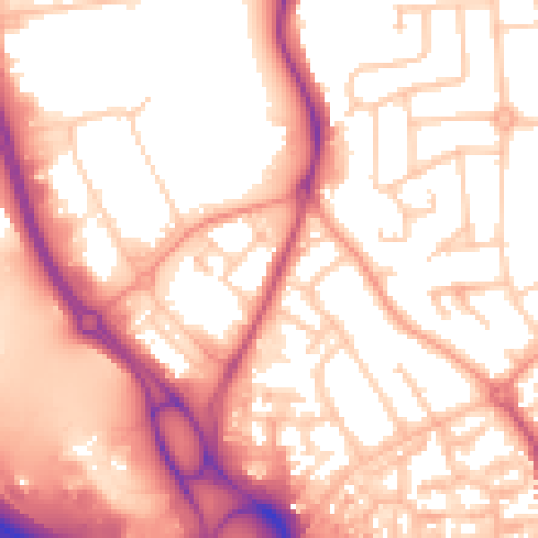 Daytime road noise heatmap for RG2 0DF