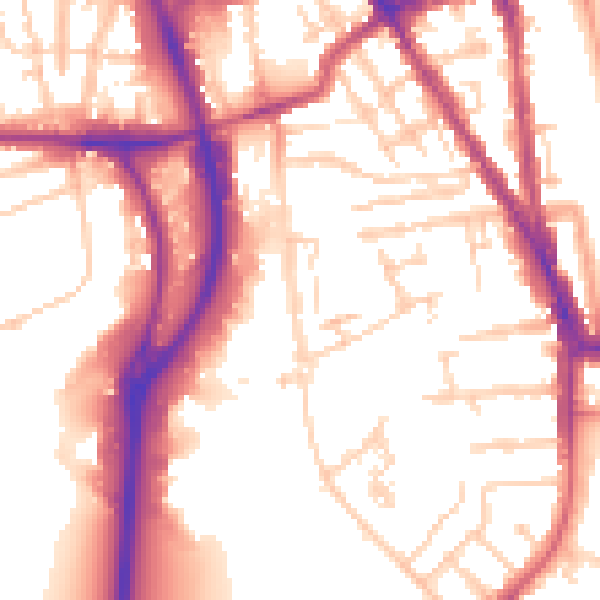 Daytime road noise heatmap for RG2 0DH