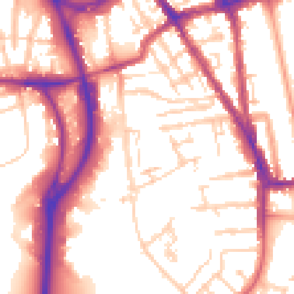 Daytime road noise heatmap for RG2 0DJ