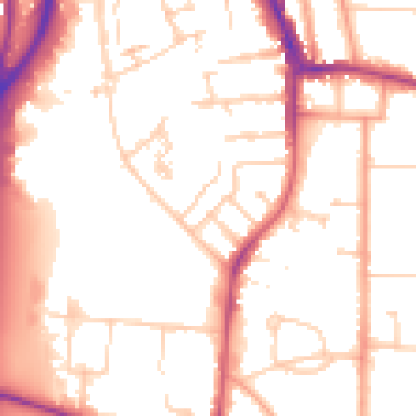 Daytime road noise heatmap for RG2 0DN