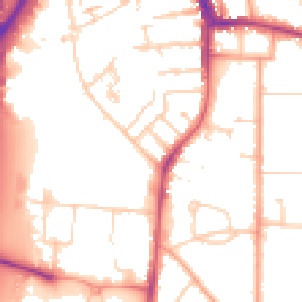 Daytime road noise heatmap for RG2 0DP