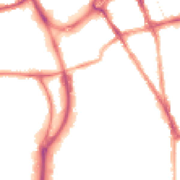 Night-time road noise heatmap for RG2 0DQ