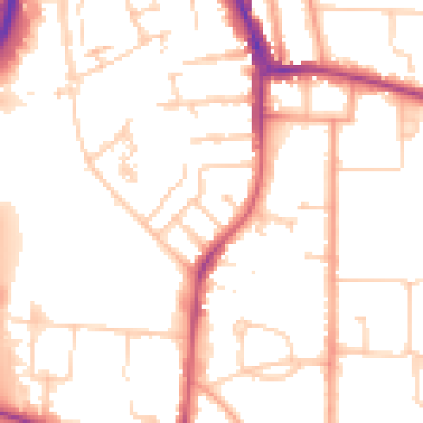 Daytime road noise heatmap for RG2 0DT