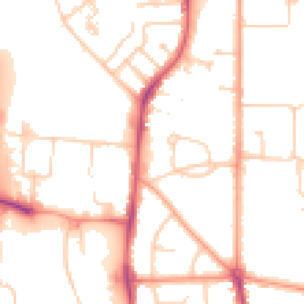 Daytime road noise heatmap for RG2 0DY