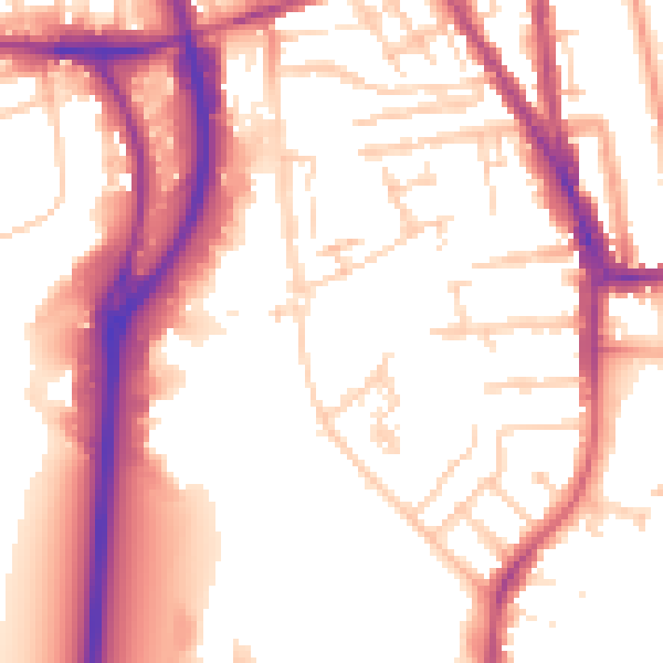Daytime road noise heatmap for RG2 0EB